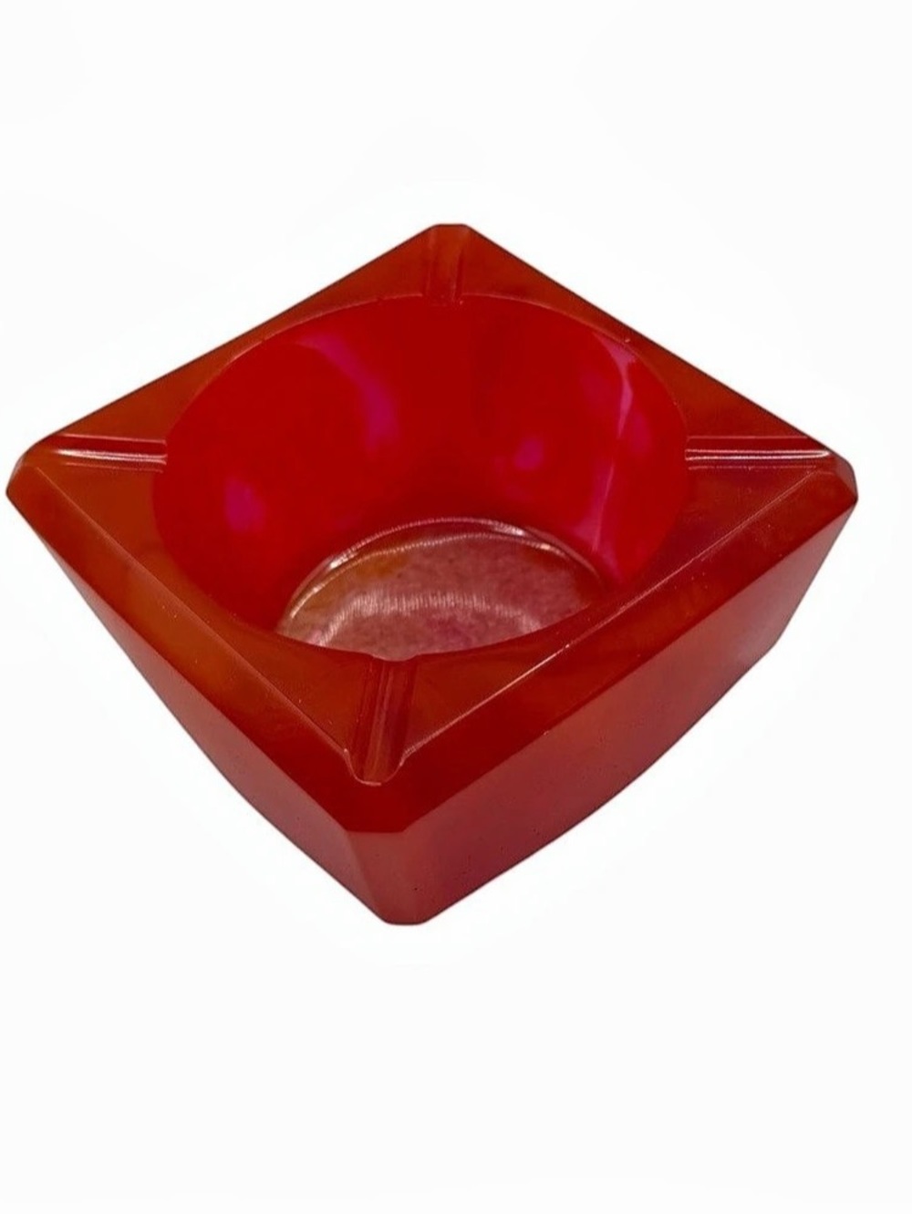 Handcrafted Red Resin Decor Bowl ~4” x ~2”